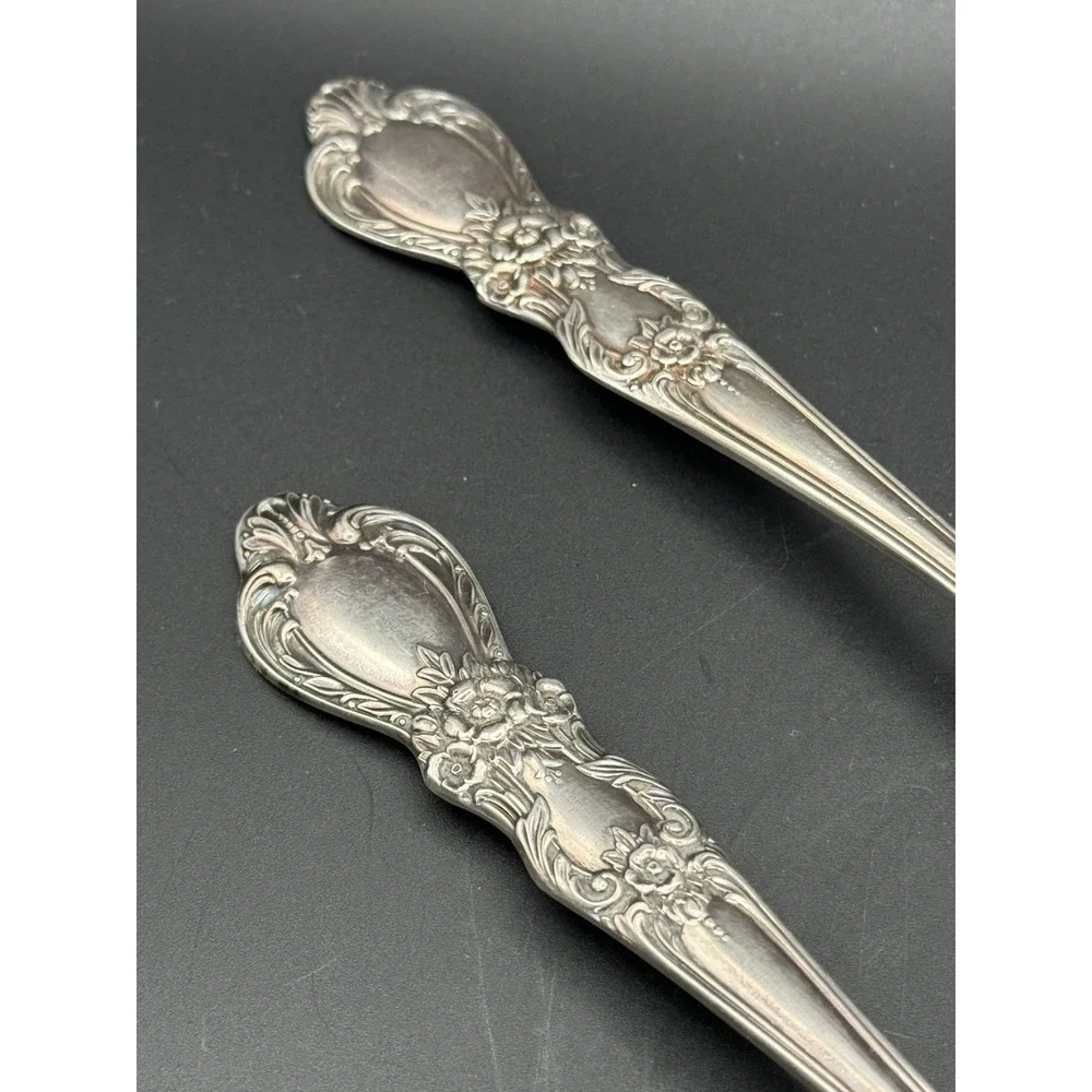 VTG 1953 Rogers Bros IS HERITAGE Silverplate Salad Serving Set Spoon Fork & Dish